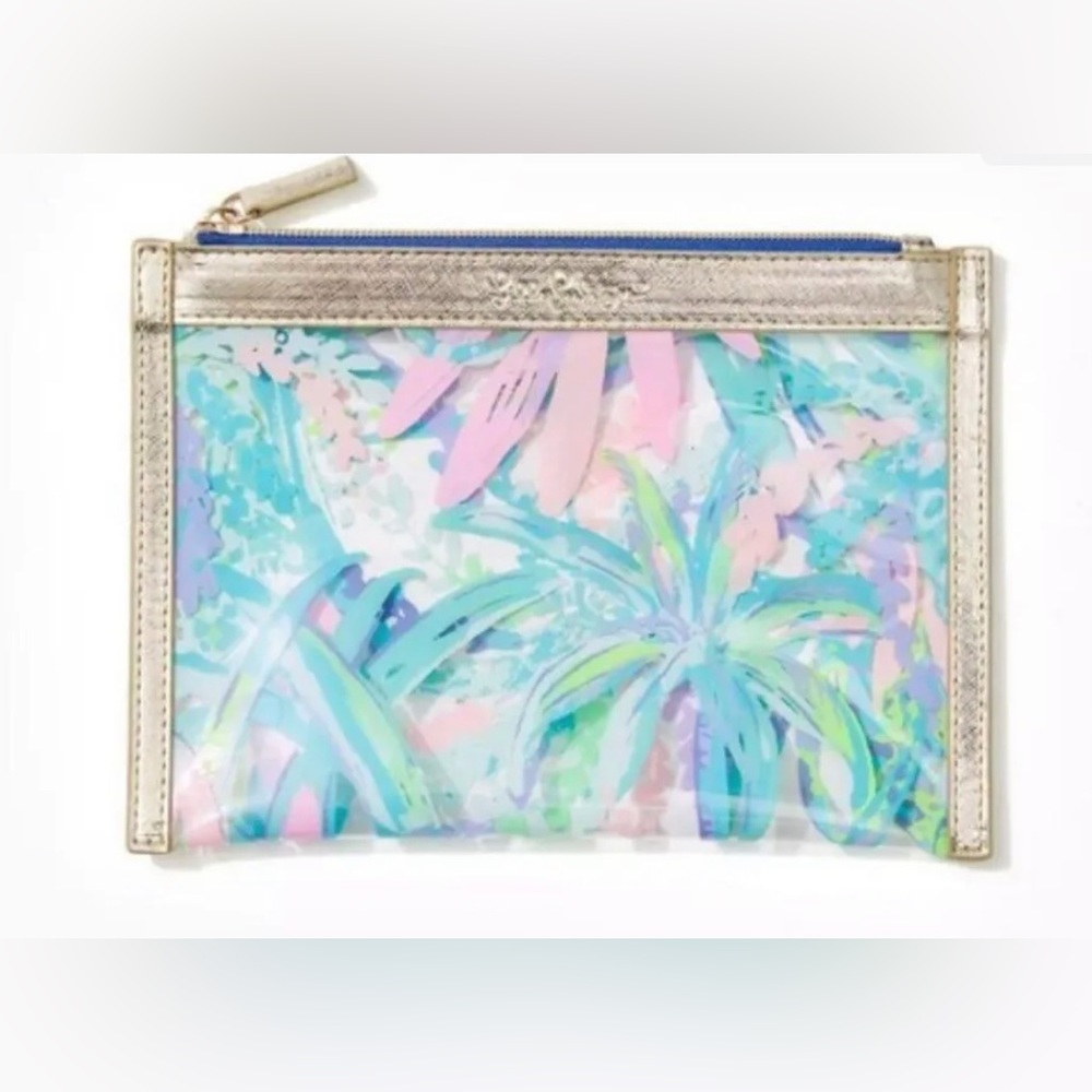 Lilly Pulitzer Clear Catch All Pouch NWT “Sweet Escape”